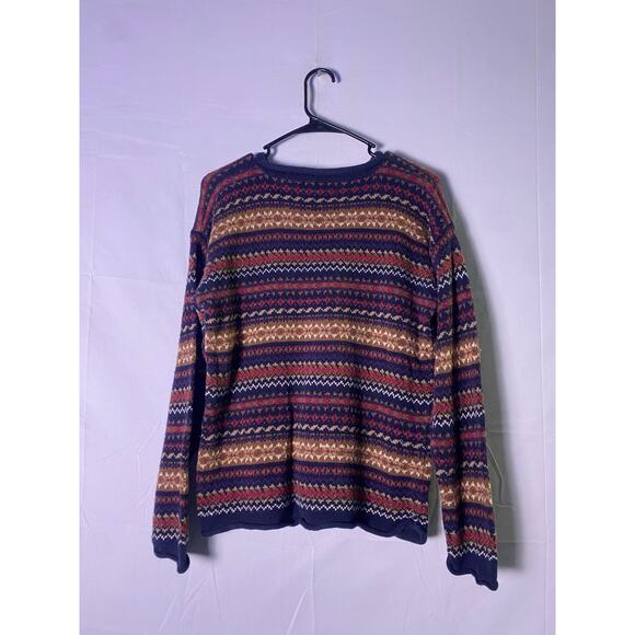 Sienna Multicolor Knit Crewneck Pullover Sweater Men's Size Medium Ramie Cotton - Picture 2 of 3